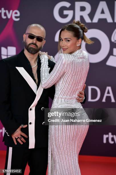 Mike Bahía and Greeicy Rendón attend the 24th Annual Latin GRAMMY Awards at FIBES Conference and Exhibition Centre on November 16, 2023 in Seville,...