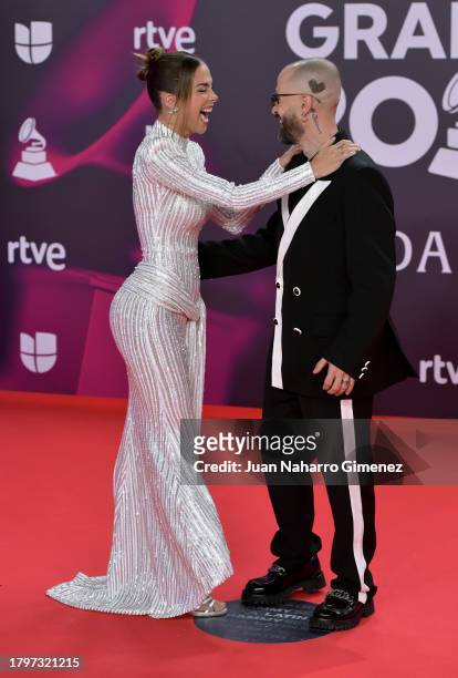 Greeicy Rendón and Mike Bahía attend the 24th Annual Latin GRAMMY Awards at FIBES Conference and Exhibition Centre on November 16, 2023 in Seville,...