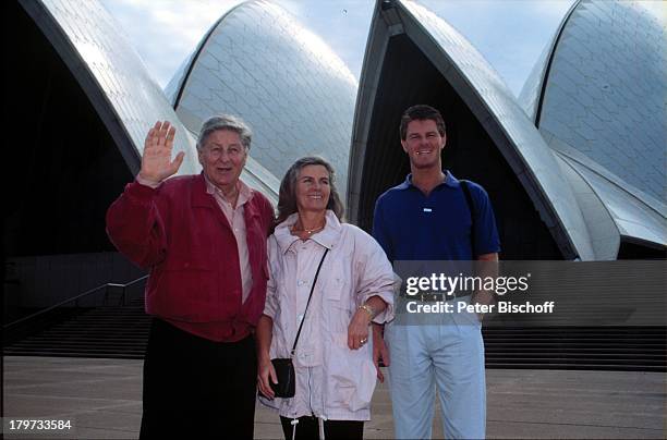 Günter Pfitzmann, Ehefrau Lilo und Sohn;Robert, 1993 Sydney / Australien,