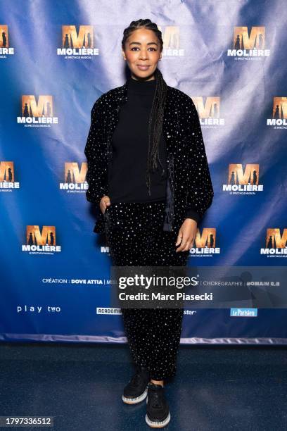 Aurelie Konate attends the "Moliere, The Musical Show" Photocall at Palais des Sports, Dome de Paris on November 16, 2023 in Paris, France.