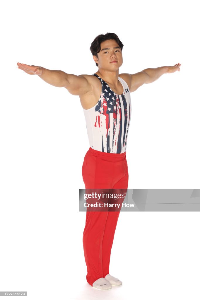 Gymnast Asher Hong poses during the Team USA Paris 2024 Olympic... News Gymnast Asher Hong poses during the Team USA Paris 2024 Olympic... News