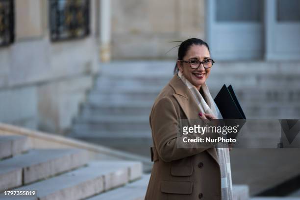 Fadila Khattabi, Minister attached to the Minister of Solidarity and Family Affairs, in charge of Disabled Persons, is leaving the Elysee Palace at...