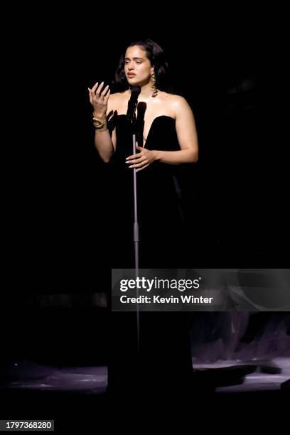 Rosalía performs onstage during The 24th Annual Latin Grammy Awards on November 16, 2023 in Seville, Spain.