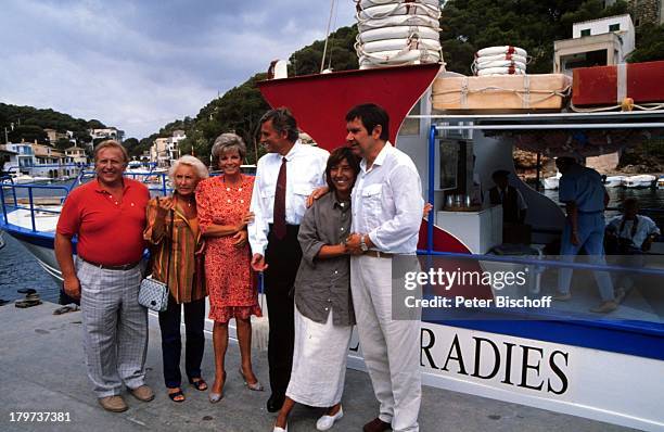 Grit Boettcher, Klaus Wildbolz, Gerd Baltus, Ehefrau Brigitte Rokohl, Edith Hancke, Klaus Sonnenschein, ZDF-Serie "Hotel Paradies", Dreh...