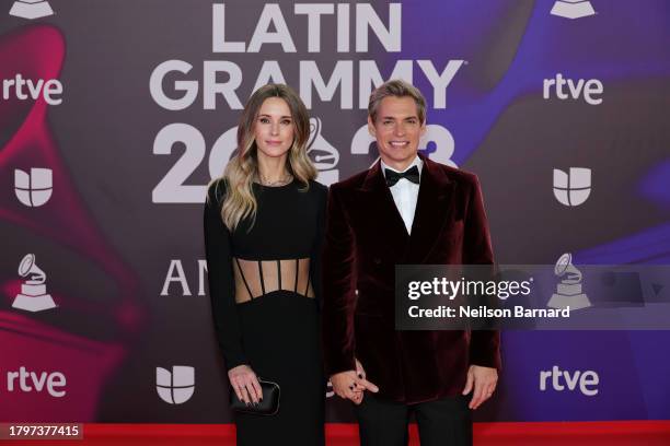 Astrid Klisans and Carlos Baute attend The 24th Annual Latin Grammy Awards on November 16, 2023 in Seville, Spain.
