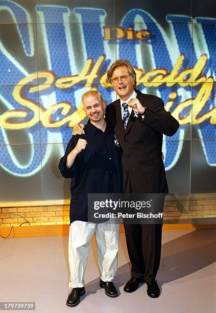 Harald Schmidt mit Helmut Zerlett,;SAT.1-Show "Harald Schmidt Show" auf der;IFA-Berlin, Deutschland, Europa 97,