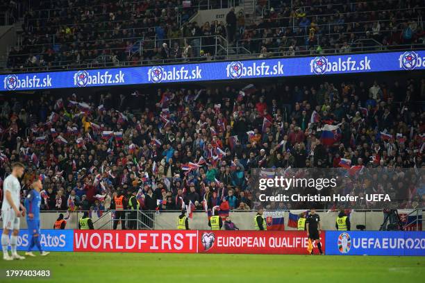 General view inside the stadium during the UEFA EURO 2024 European qualifier match between Slovakia and Iceland at Narodny futbalovy stadion on...