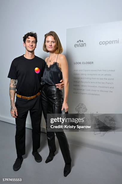 Matthias Dandois and Constance Jablonski attend the Evian x Coperni launch dinner with We Are Ona to celebrate their collaboration on November 16,...