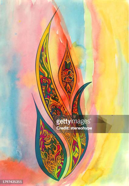 full spectrum flame - stained glass angel stock illustrations