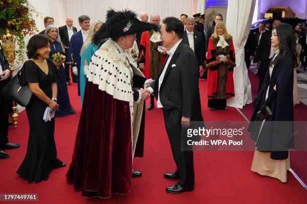 Lord Mayor of the City of London Professor Michael Mainelli welcomes President of South Korea, Yoon Suk Yeol, and his wife First Lady of South Korea,...