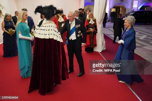 Birgitte, Duchess of Gloucester and Richard, Duke of Gloucester are welcomed by Lord Mayor of the City of London Professor Michael Mainelli as they...