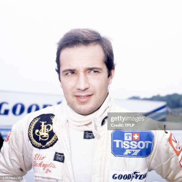 Portrait of Italian Formula One driver Elio de Angelis during a mid-season testing day at Brands Hatch motor racing circuit, Kent, England, June 24,...