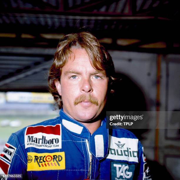 Portrait of Finnish Formula One driver Keke Rosberg during a mid-season testing day at Brands Hatch motor racing circuit, Kent, England, June 24,...