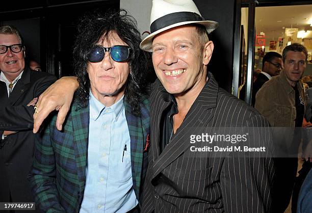 John Cooper Clarke and Paul Simonon attend the launch of 'Black Market Clash', an exhibition of personal memorabilia and items curated by original...