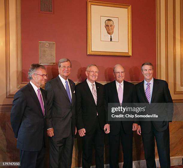 Senate Majority Leader Harry Reid hosts the largest gathering of former U.S. Senate majority leaders, including Sen. Tom Daschle , Sen. Trent Lott ,...