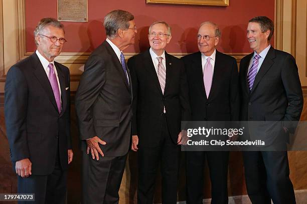 Senate Majority Leader Harry Reid hosts the largest gathering of former U.S. Senate majority leaders, including Sen. Tom Daschle , Sen. Trent Lott ,...