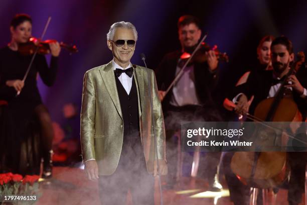 Andrea Bocelli performs onstage during The 24th Annual Latin Grammy Awards on November 16, 2023 in Seville, Spain.