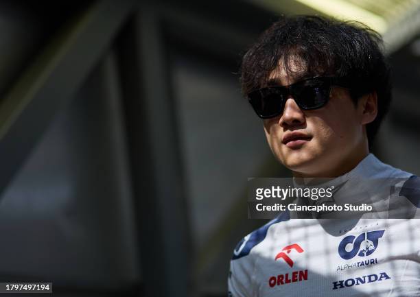 Yuki Tsunoda of Japan and Scuderia AlphaTauri looks on prior to qualifying ahead of the F1 Grand Prix of Monaco at Circuit de Monaco on May 27, 2023...