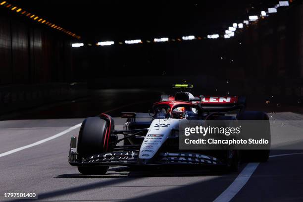 Yuki Tsunoda of Japan and Scuderia AlphaTauri drives on track during qualifying ahead of the F1 Grand Prix of Monaco at Circuit de Monaco on May 27,...