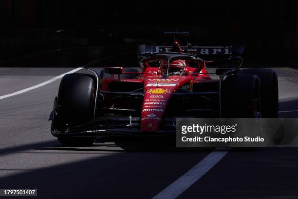 Charles Leclerc of Monaco and Scuderia Ferrari drives on track during qualifying ahead of the F1 Grand Prix of Monaco at Circuit de Monaco on May 27,...