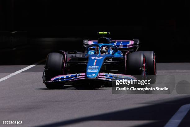 Pierre Gasly of France and BWT Alpine F1 Team drives on track during qualifying ahead of the F1 Grand Prix of Monaco at Circuit de Monaco on May 27,...