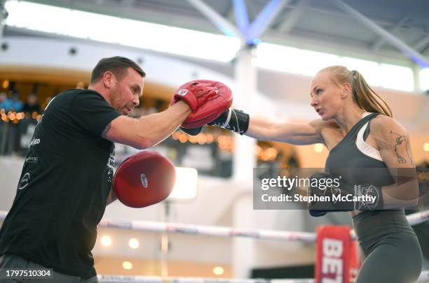 Dublin , Ireland - 22 November 2023; Lucy Wildheart and trainer Samm Mullins during public workouts, held at Liffey Valley Shopping Centre in...