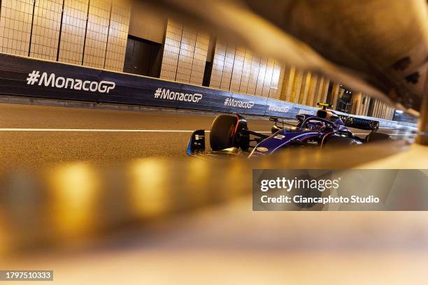 Logan Sargeant of United States and Williams Racing drives on track during qualifying ahead of the F1 Grand Prix of Monaco at Circuit de Monaco on...