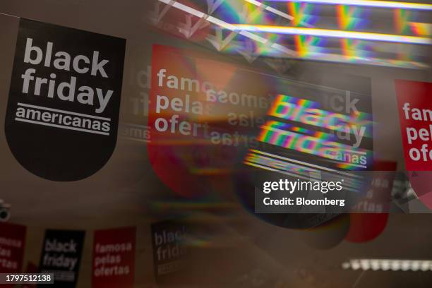 Black Friday signage at an Americanas store in Sao Paulo, Brazil, on Wednesday, Nov. 22, 2023. Americanas, one of Brazils largest brick-and-mortar...