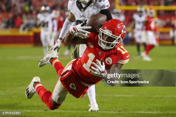 Kansas City Chiefs wide receiver Marquez Valdes-Scantling drops a sure touchdown late in the fourth quarter of an NFL football game between the...