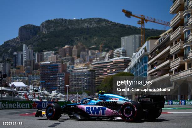 Pierre Gasly of France and BWT Alpine F1 Team drives on track during qualifying ahead of the F1 Grand Prix of Monaco at Circuit de Monaco on May 27,...