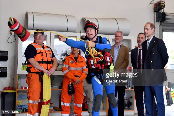 His Royal Highness Prince Edward, Duke of Edinburgh meets with NSW Rural Fire Service volunteers during a visit to the NSW State Emergency Services...