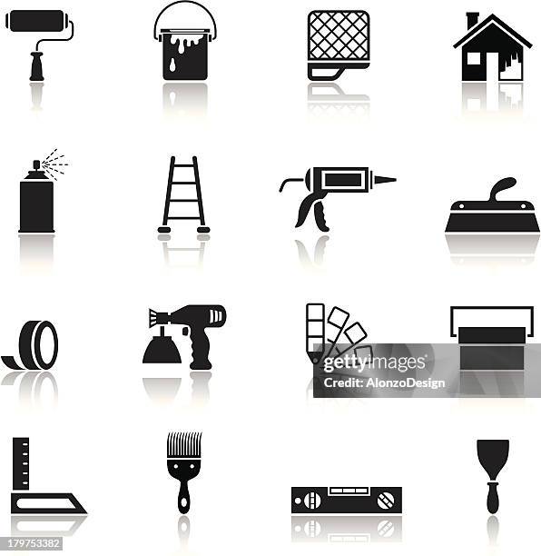 stockillustraties, clipart, cartoons en iconen met house painting icon set - paint tube