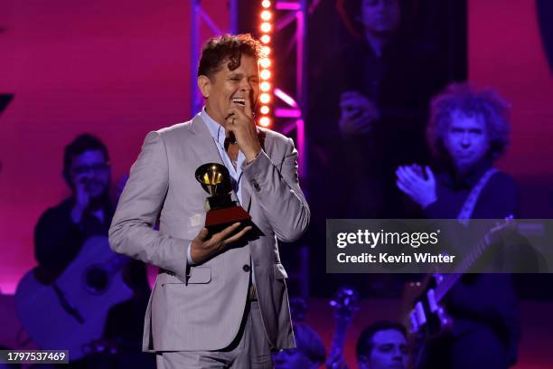 Carlos Vives presents the Best New Artist award onstage during The 24th Annual Latin Grammy Awards on November 16, 2023 in Seville, Spain.