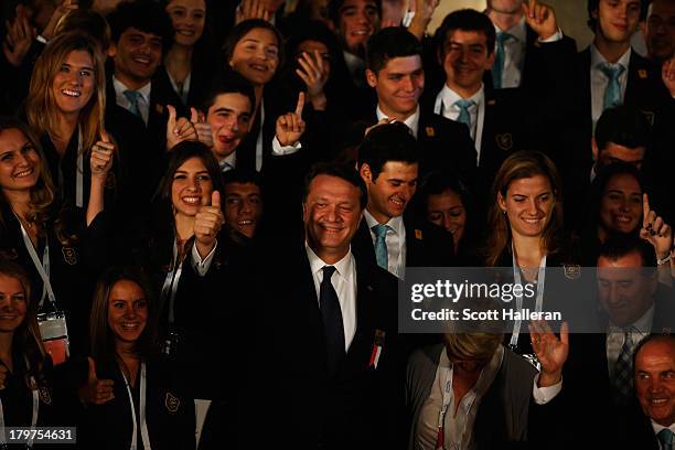 Hasan Arat, Chairman of Istanbul 2020 Bid Commitee and delegates depart the Opening Ceremony of the 125th IOC Session at Teatro Colon on September 6,...