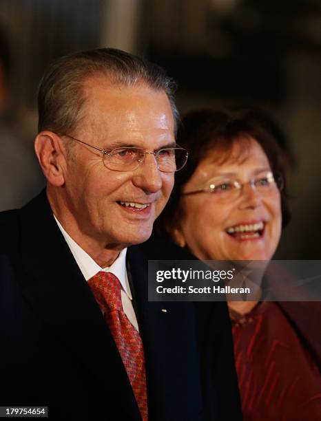 President of the IOC Jacques Rogge and wife Anne depart the Opening Ceremony of the 125th IOC Session at Teatro Colon on September 6, 2013 in Buenos...