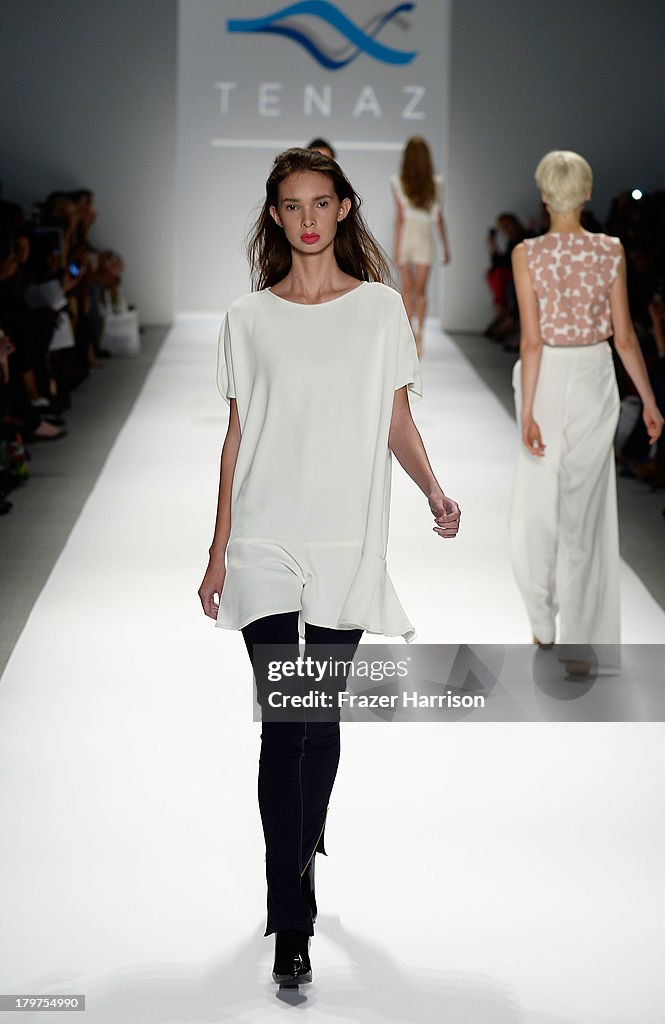 A model walks the runway wearing the Tenaz collection at the... News ...