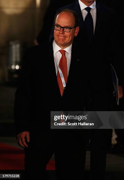 Prince Albert II of Monaco departs the Opening Ceremony of the 125th IOC Session at Teatro Colon on September 6, 2013 in Buenos Aires, Argentina.