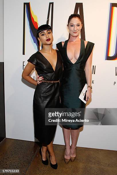 Natalia Kills and Rachael Cairns attend the Cushnie Et Ochs fashion show during MADE Fashion Week Spring 2014 at Milk Studios on September 6, 2013 in...
