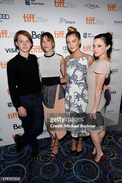 Actor Jack Kilmer, director Gia Coppola, actress Zoe Levin, and actress Claudia Levy arrive at the "Palo Alto" premiere during the 2013 Toronto...