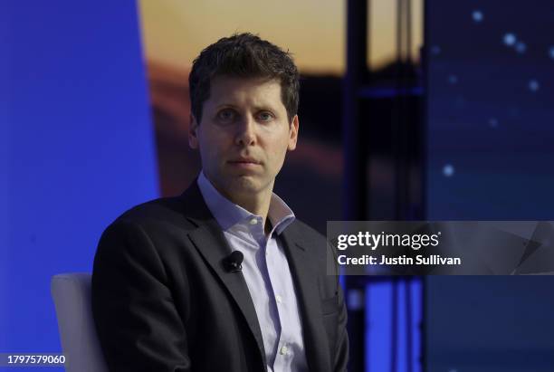 OpenAI CEO Sam Altman looks on during the APEC CEO Summit at Moscone West on November 16, 2023 in San Francisco, California. The APEC summit is being...