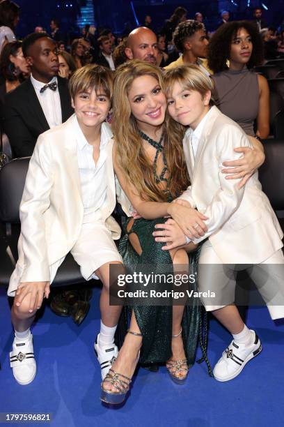 Shakira and her two sons, Milan and Sasha attend The 24th Annual Latin Grammy Awards on November 16, 2023 in Seville, Spain.