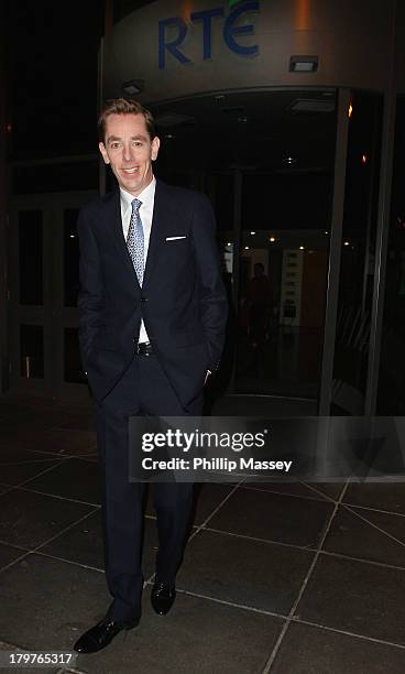 Host Ryan Tubridy attends the Late Late Show at RTE Studios on September 6, 2013 in Dublin, Ireland.