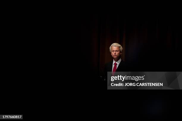 Dutch anti-Islam politician Geert Wilders speaks during an election campaign event of the German right wing party Die Freiheit on September 3, 2011...