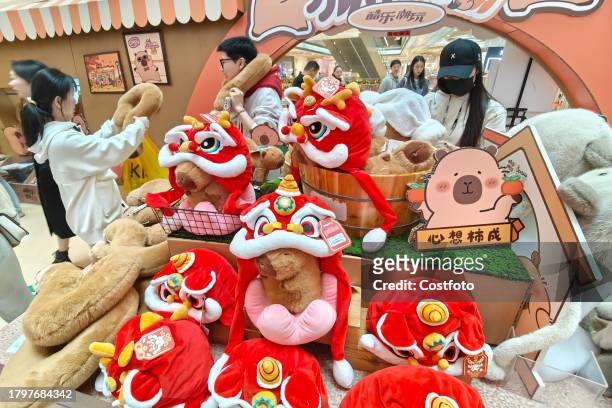 CapyBara dolls at in China's first pop-up store in Shanghai, China, November 23, 2023.