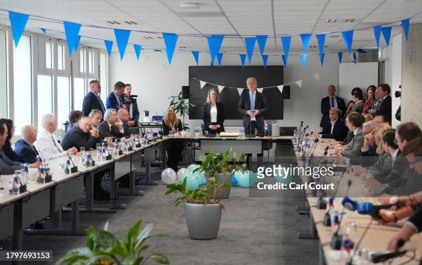 Geert Wilders , the leader of the Dutch Party for Freedom , delivers a speech at a post-election meeting at the Nieuwspoort conference centre after...