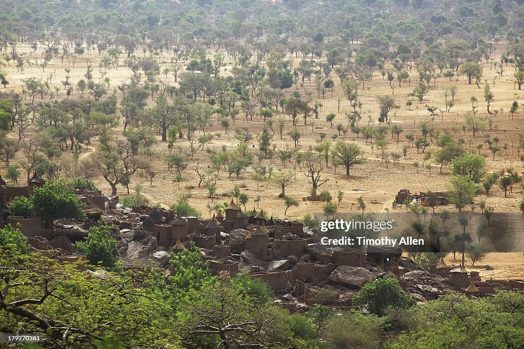 Dogon village under the Bandiagara Cliffs, Mali