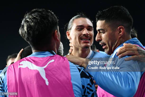 Darwin Nuñez of Uruguay celebrates with teammates after scoring the team's second goal during a FIFA World Cup 2026 Qualifier match between Argentina...