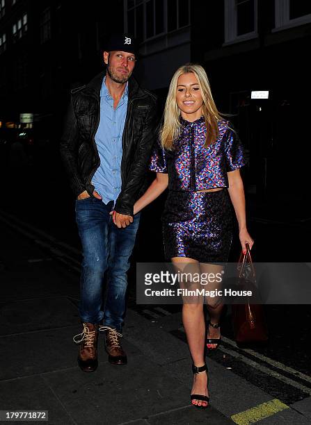 Mollie King and her Boyfriend Jordan Omley arrive at The Piccadilly Theatre to watch 'We Will Rock You' before heading to STK steak restaurant for...