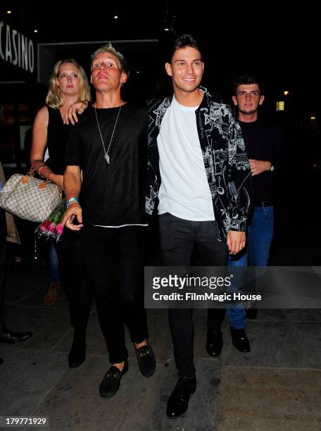 Joey Essex and friends leave Cafe De Paris night club in Leicester Square. On September 6, 2013 in London, England.