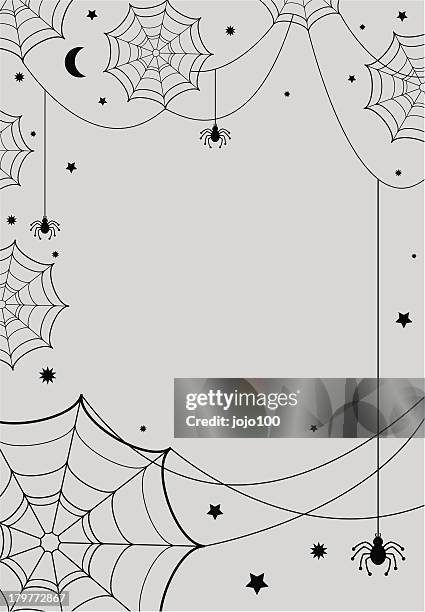 stockillustraties, clipart, cartoons en iconen met vector cobwebs & spiders on grey background - arachnid